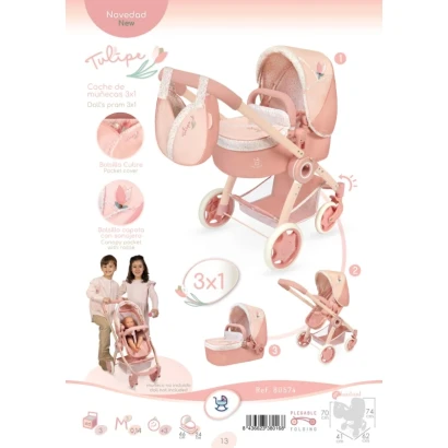 Коляска 3в1 DeCuevas 80574 Tulipe з сумкою та люлькою